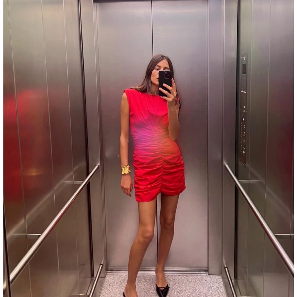 Zara Red Ruched Dress